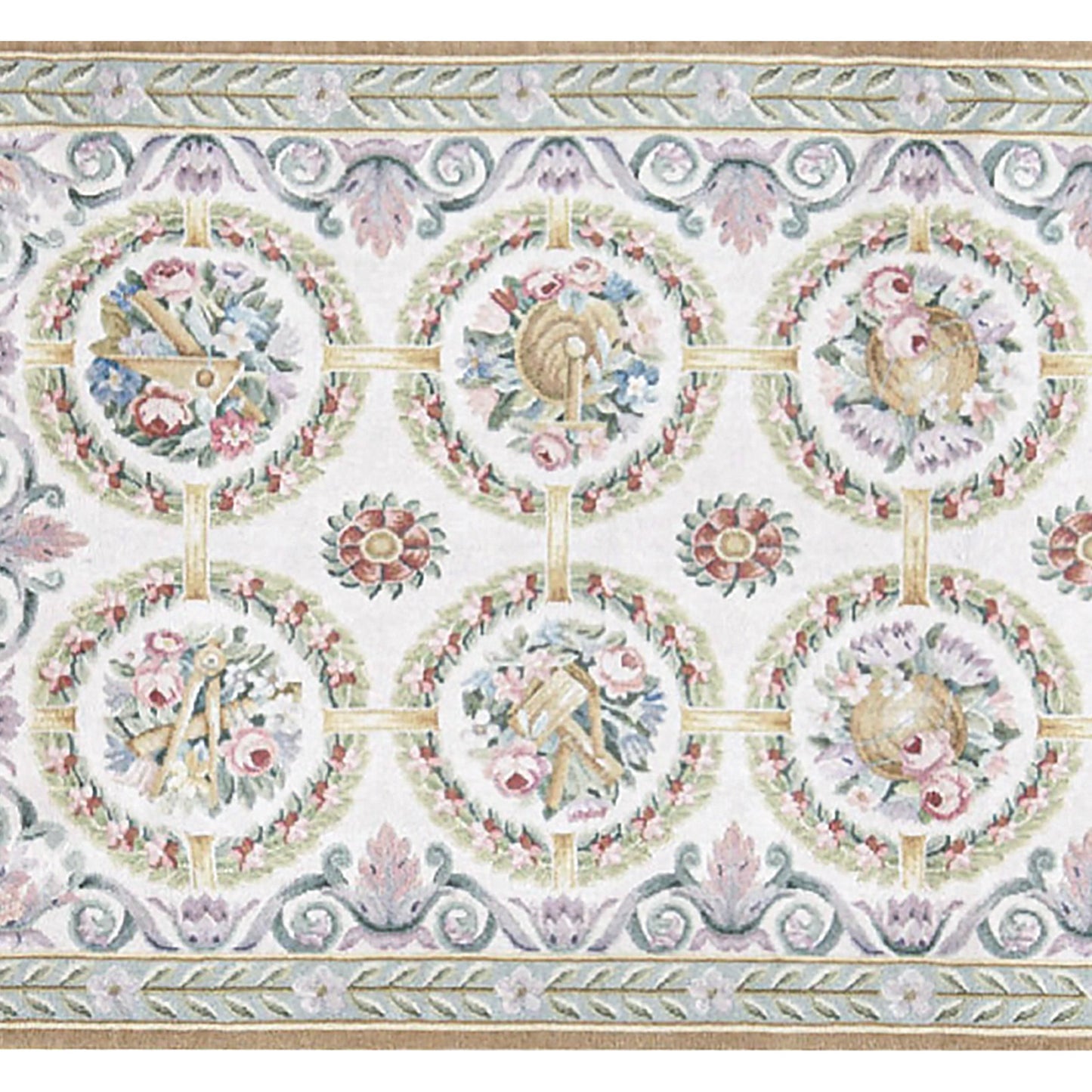 RENAISSANCE SAVONNERIE S-188 IVORY / GREEN 4' X 8'1"