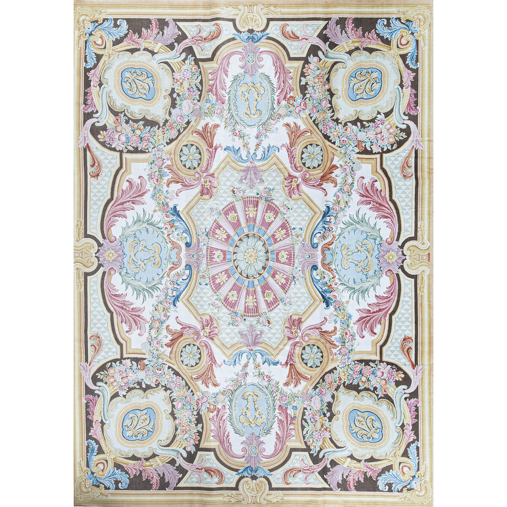 RENAISSANCE SAVONNERIE S-163 IVORY / BROWN 10'1" X 14'