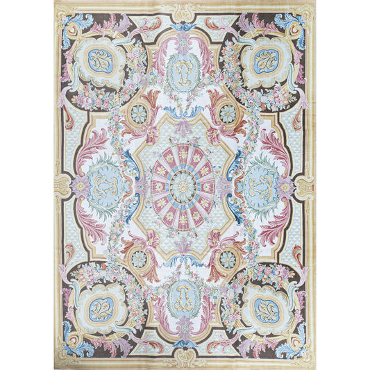 RENAISSANCE SAVONNERIE S-163 IVORY / BROWN 10'1" X 14'
