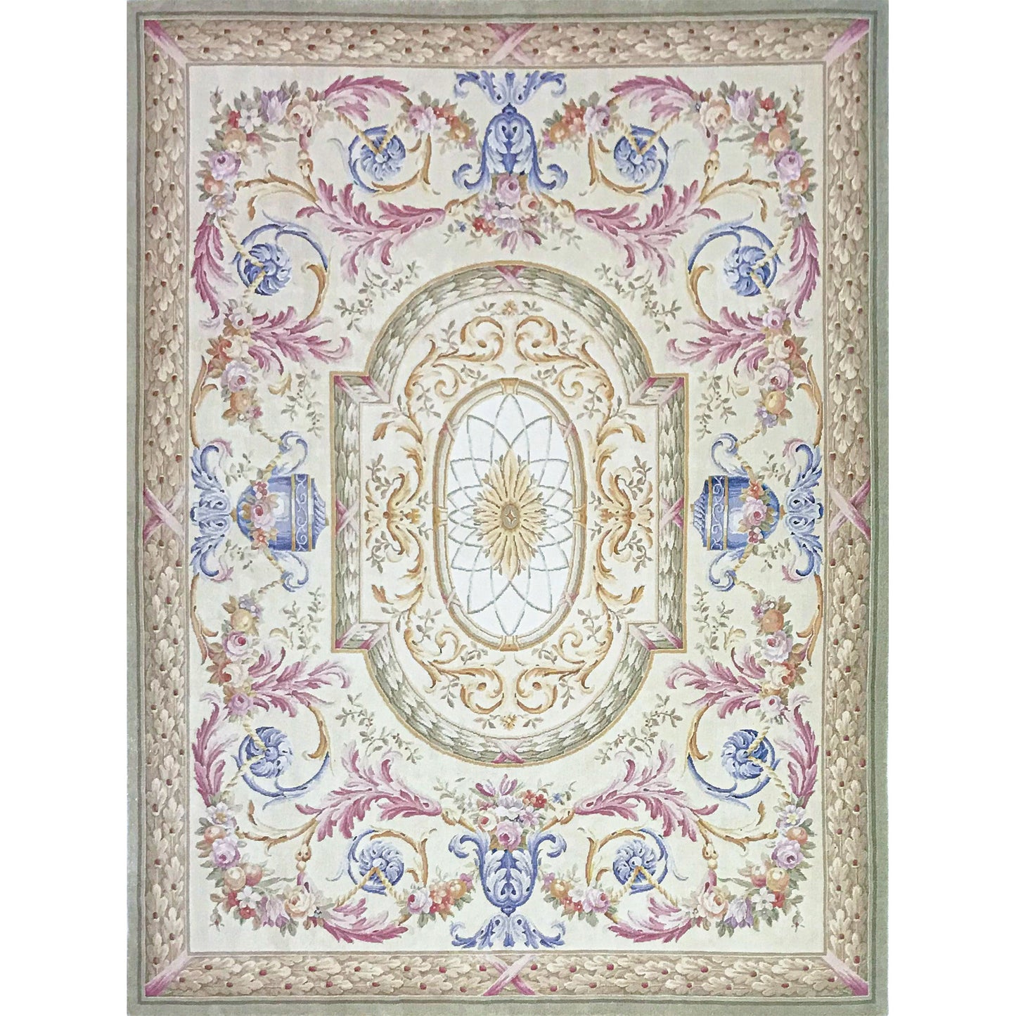 RENAISSANCE SAVONNERIE S-11G BEIGE / GREEN 9' X 12'
