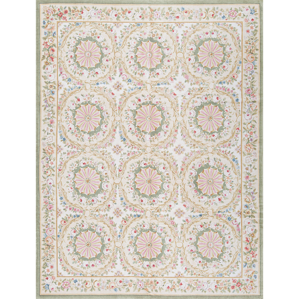 RENAISSANCE SAVONNERIE S-158 IVORY / GREEN 7'5" X 10'
