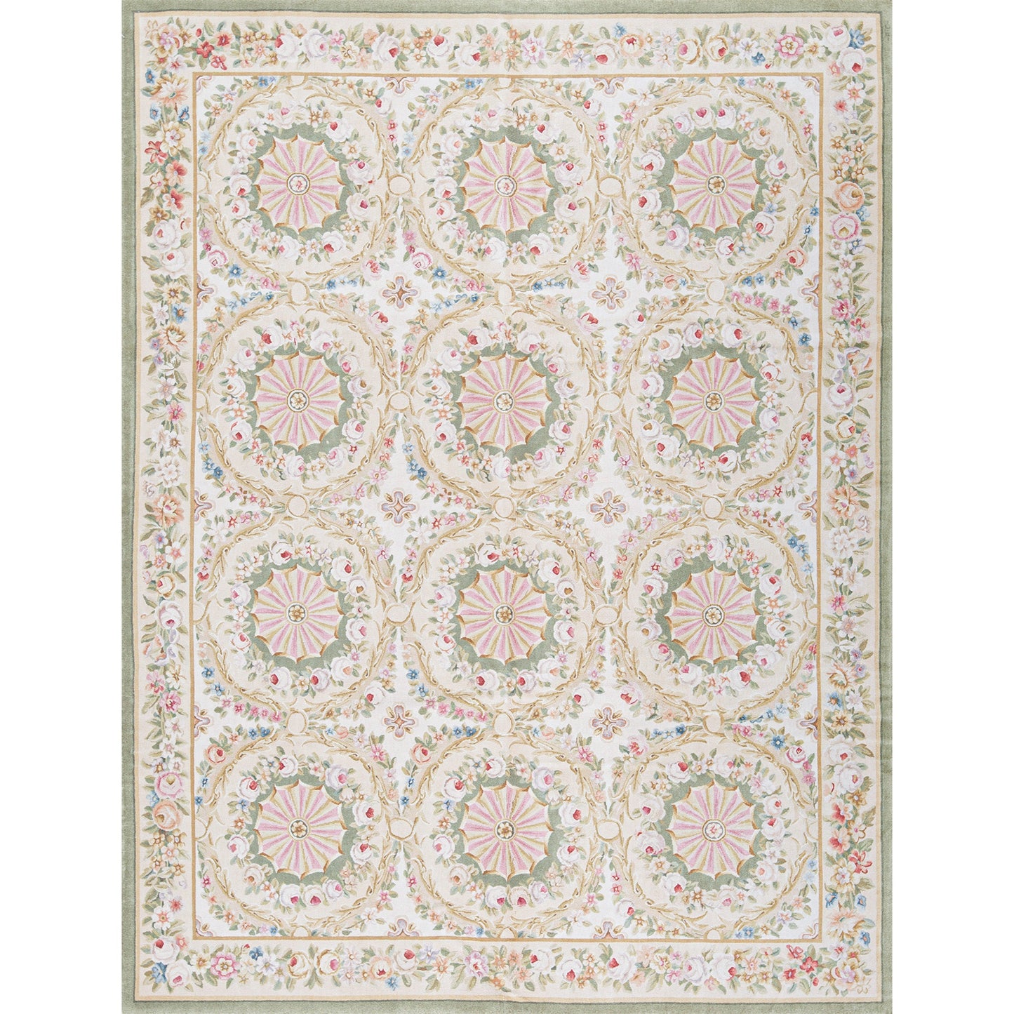 RENAISSANCE SAVONNERIE S-158 IVORY / GREEN 7'5" X 10'