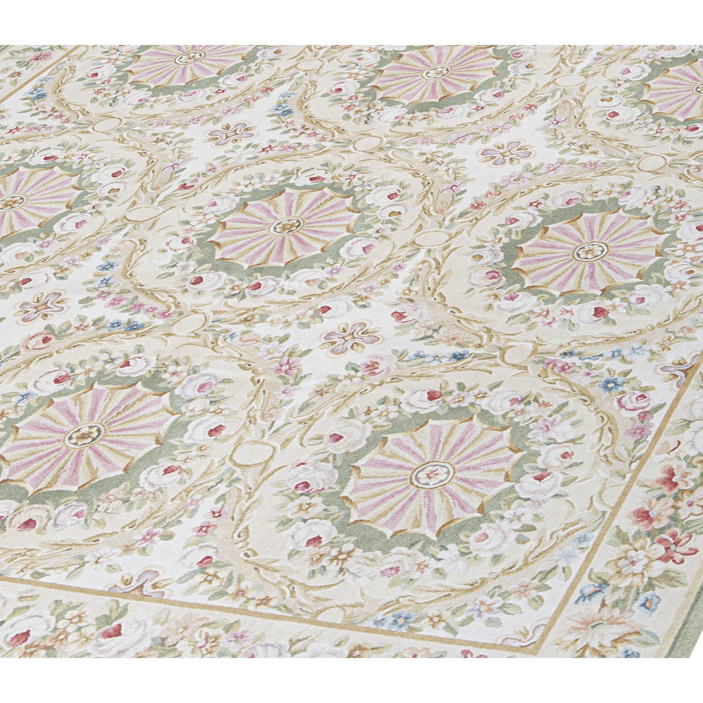 RENAISSANCE SAVONNERIE S-158 IVORY / GREEN 7'5" X 10'