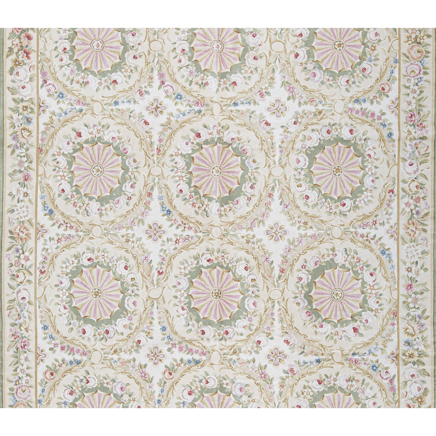 RENAISSANCE SAVONNERIE S-158 IVORY / GREEN 7'5" X 10'