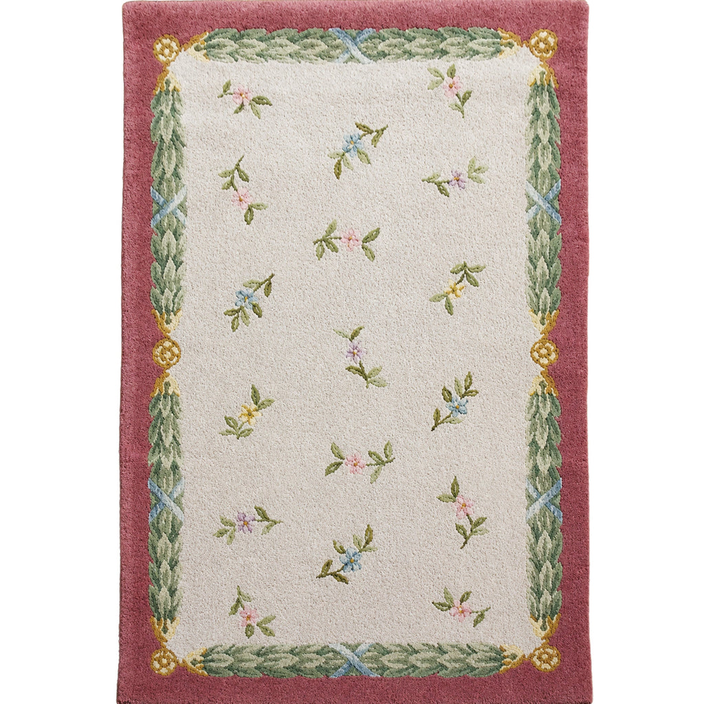 RENAISSANCE SAVONNERIE S-7-- IVORY, ROSE 6' X 9'1"
