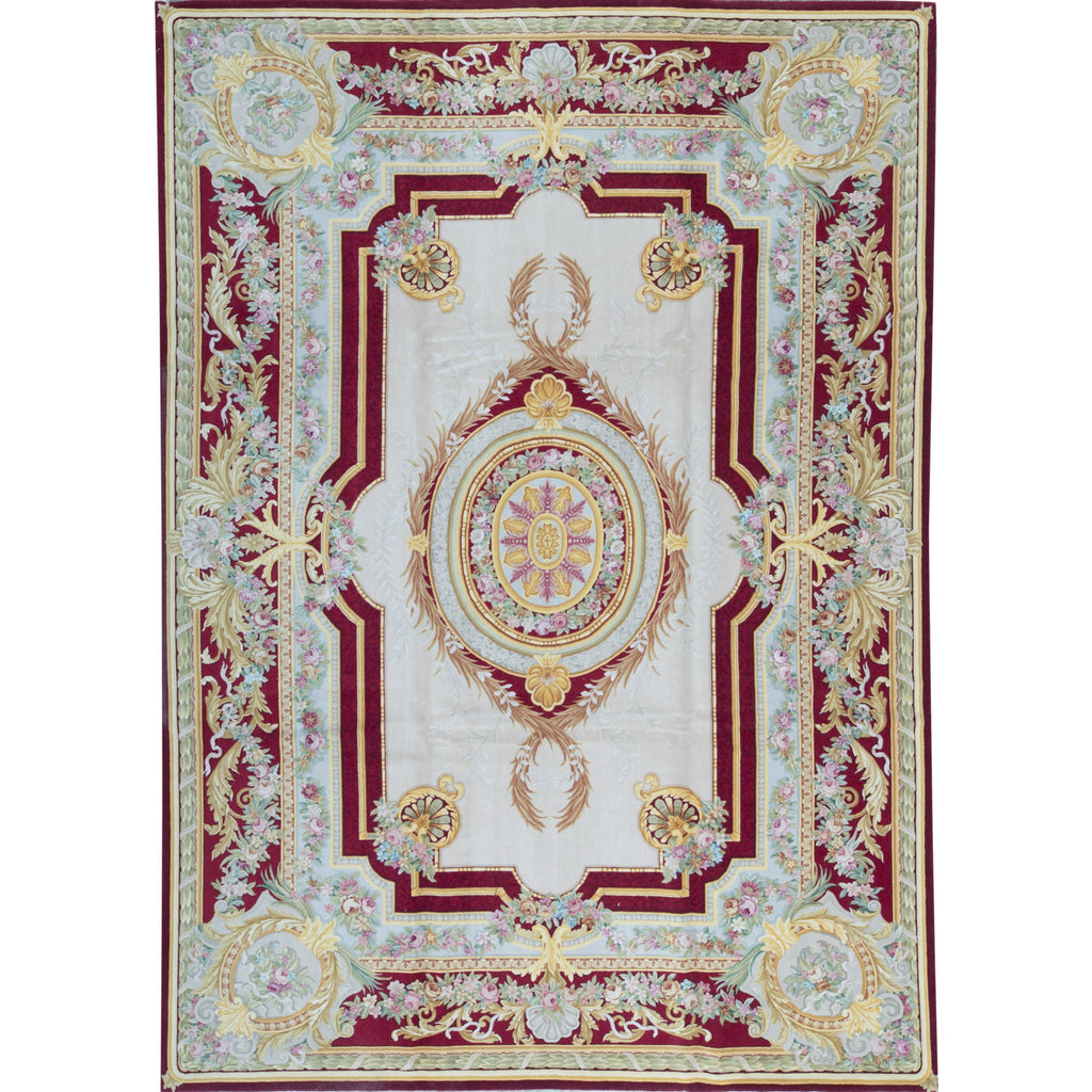 RENAISSANCE SAVONNERIE S-186 IVORY / RED 10'1" X 14'1"