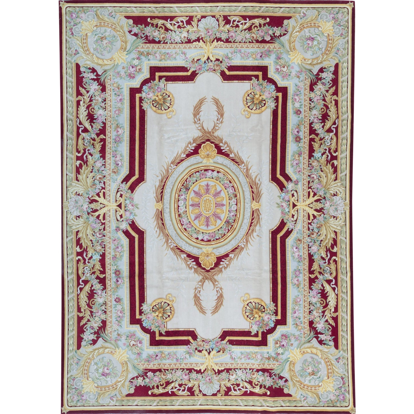 RENAISSANCE SAVONNERIE S-186 IVORY / RED 10'1" X 14'1"