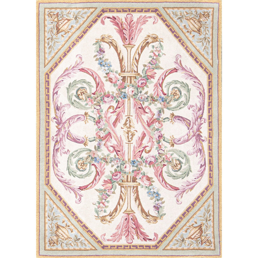 RENAISSANCE SAVONNERIE S-240 IVORY / GREEN 3'6" X 5'