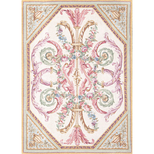 RENAISSANCE SAVONNERIE S-240 IVORY / GREEN 3'6" X 5'