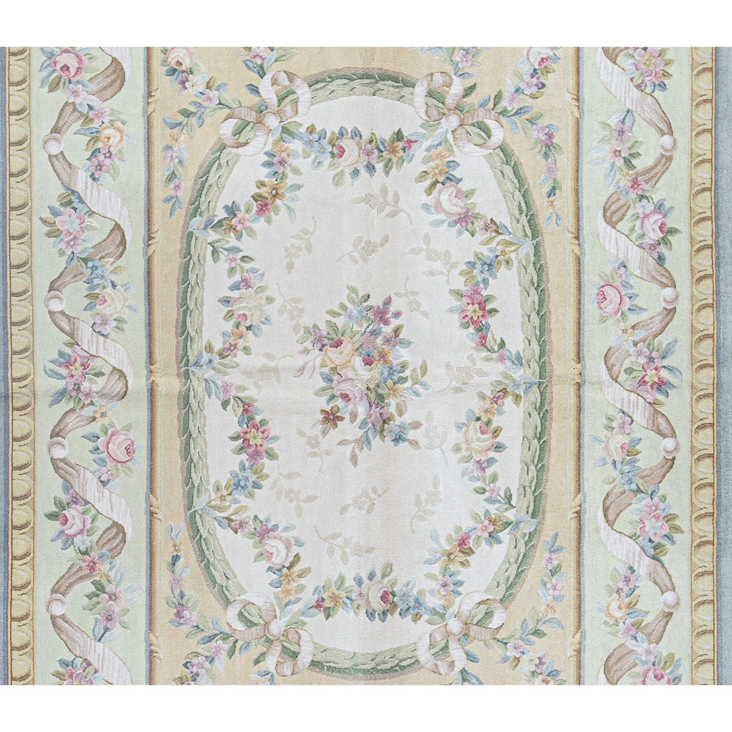 RENAISSANCE SAVONNERIE S-72- IVORY / LIGHT GREEN 6'1" X 9'1"
