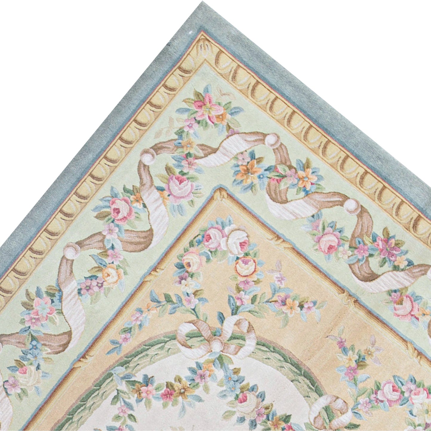 RENAISSANCE SAVONNERIE S-72- IVORY / LIGHT GREEN 6'1" X 9'1"
