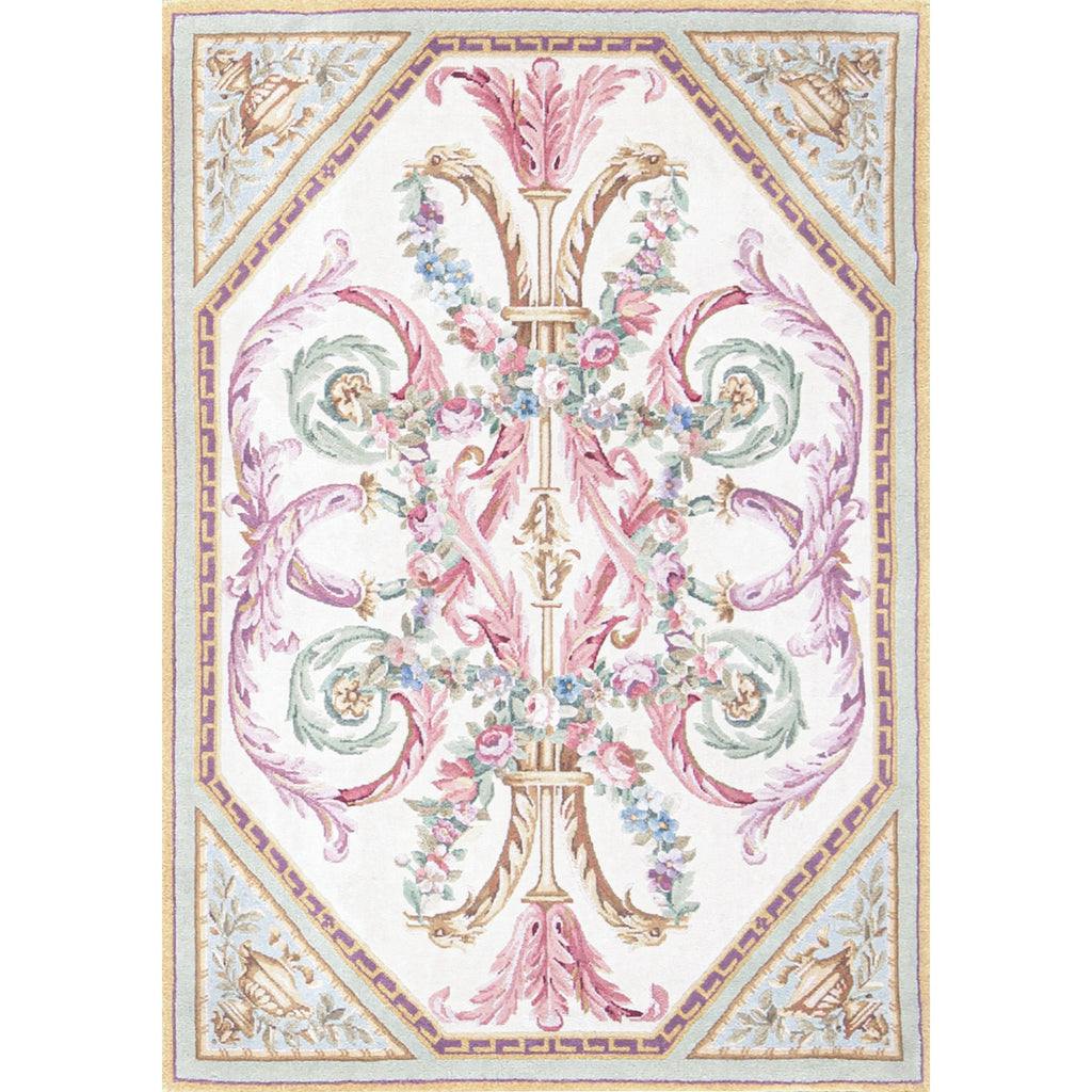 RENAISSANCE SAVONNERIE S-240 IVORY / GREEN 3'6" X 5'