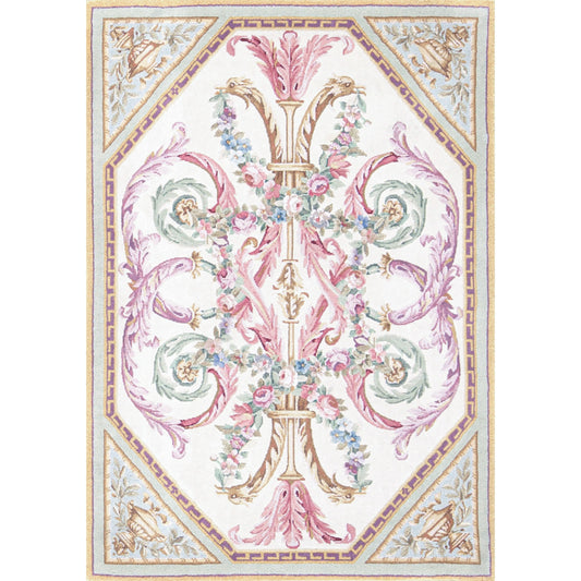 RENAISSANCE SAVONNERIE S-240 IVORY / GREEN 3'6" X 5'
