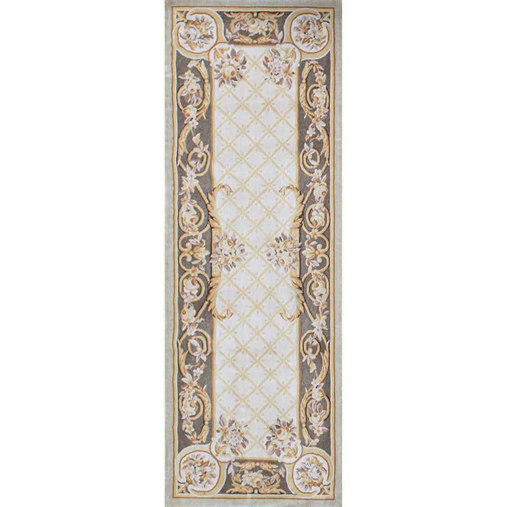 RENAISSANCE SAVONNERIE S-249 IVORY / BROWN 2'10" X 8'