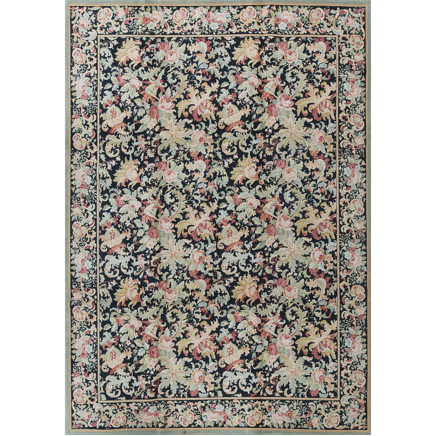 RENAISSANCE SAVONNERIE S175B BLACK / GREEN 9'10" X 14'1"