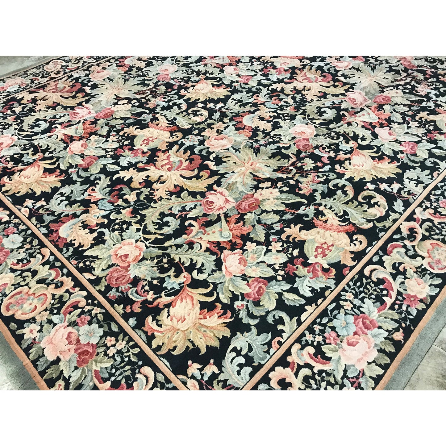 RENAISSANCE SAVONNERIE S175B BLACK / GREEN 9'10" X 14'1"