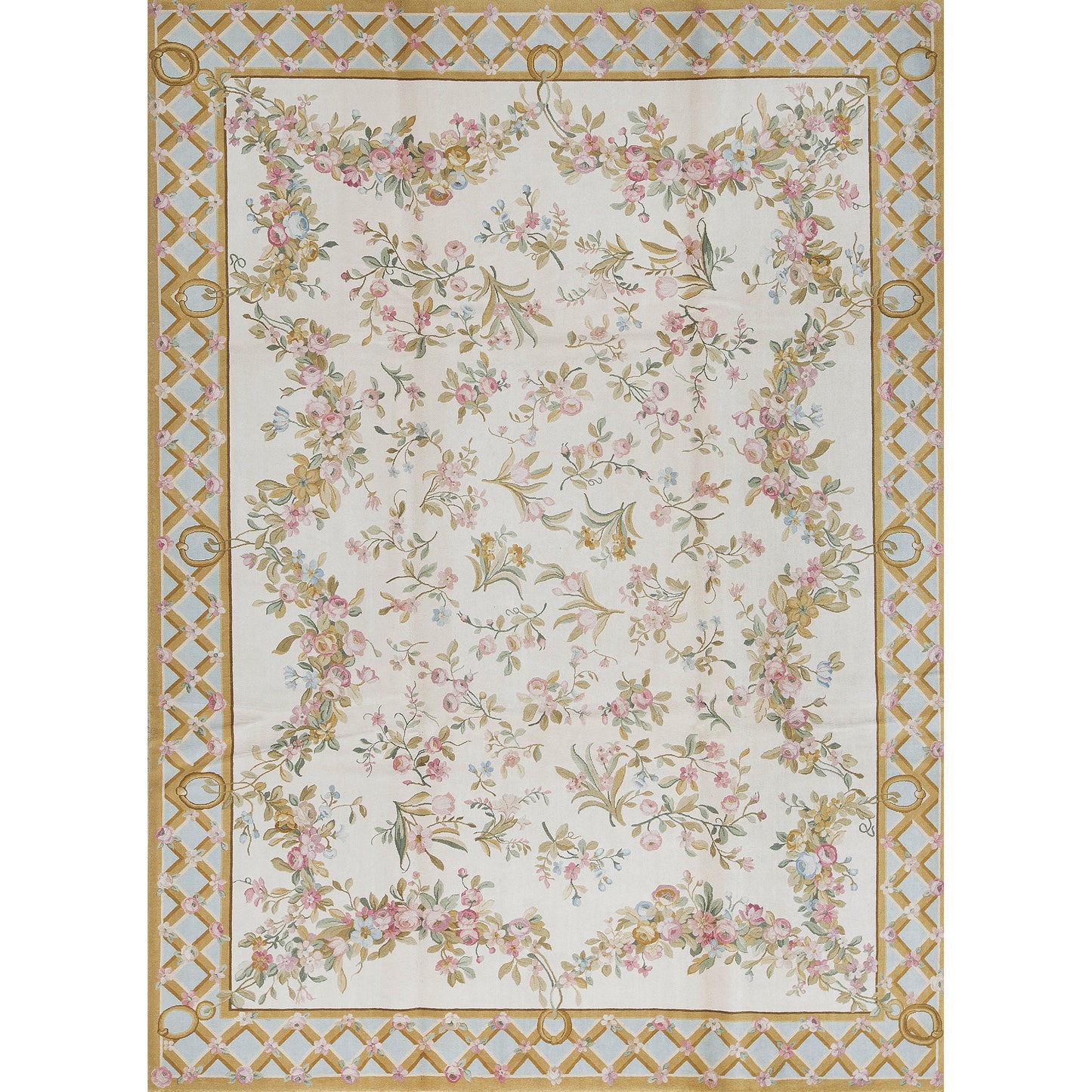 RENAISSANCE SAVONNERIE SAV42 IVORY / BLUE 9' X 12'1"