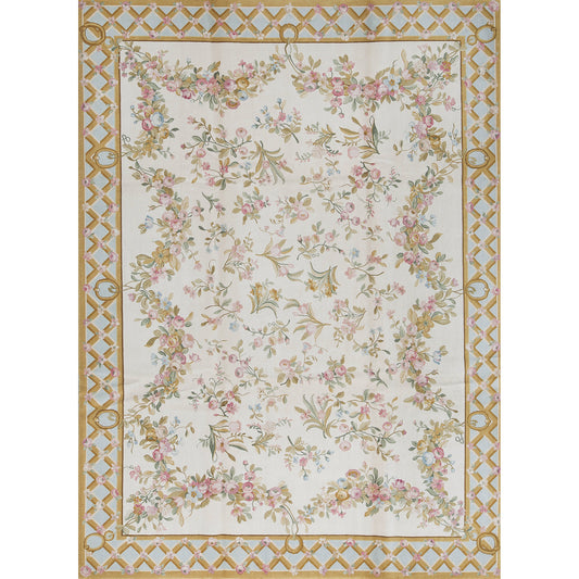 RENAISSANCE SAVONNERIE SAV42 IVORY / BLUE 9' X 12'1"