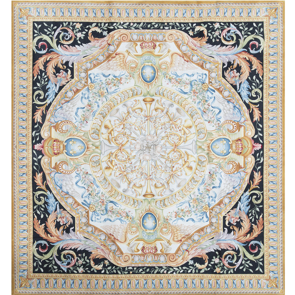 RENAISSANCE SAVONNERIE S194B IVORY / BLACK 11'1" X 12'1"