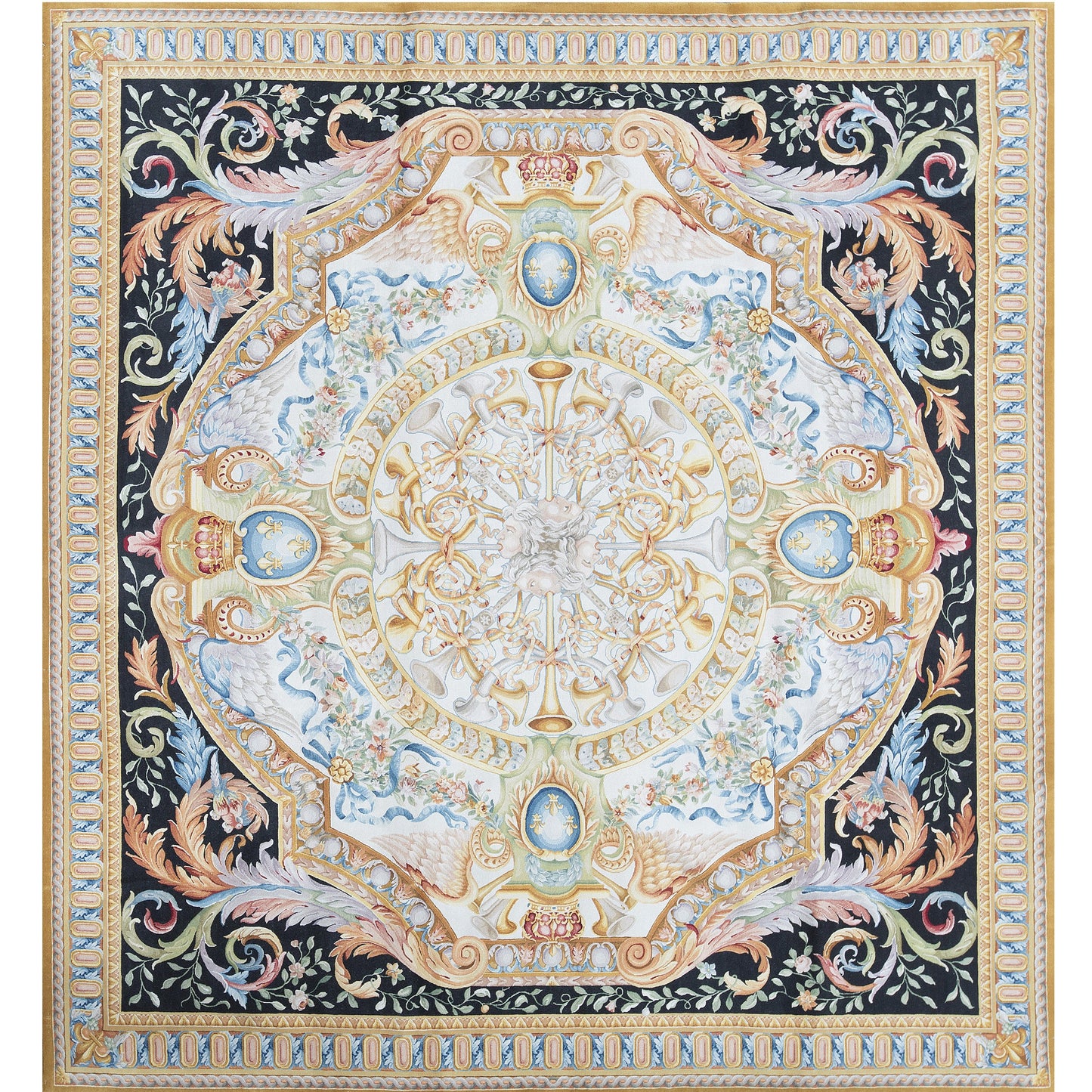 RENAISSANCE SAVONNERIE S194B IVORY / BLACK 11'1" X 12'1"