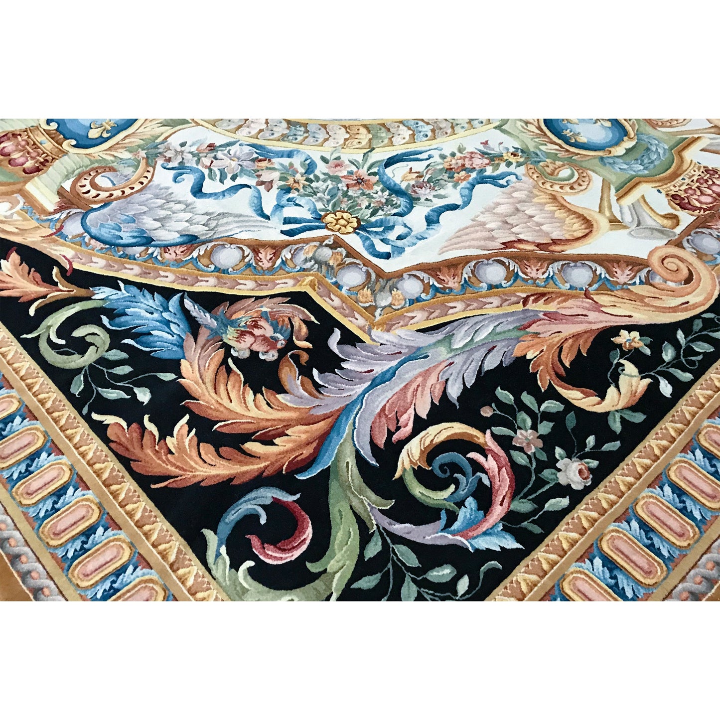 RENAISSANCE SAVONNERIE S194B IVORY / BLACK 11'1" X 12'1"