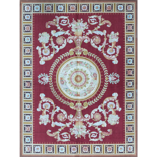 RENAISSANCE SAVONNERIE S-131 RED / IVORY 9' X 12'