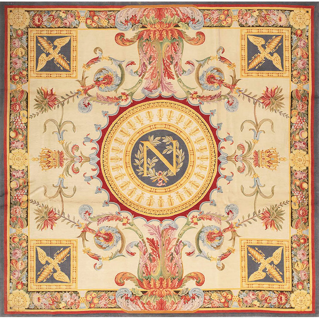 RENAISSANCE SAVONNERIE S-184 IVORY / GREEN 12' X 12'1"