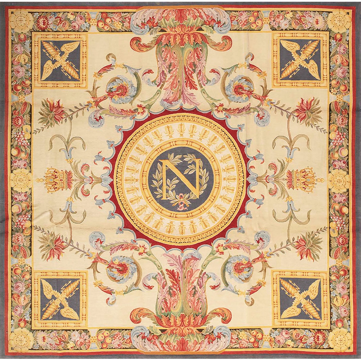 RENAISSANCE SAVONNERIE S-184 IVORY / GREEN 12' X 12'1"