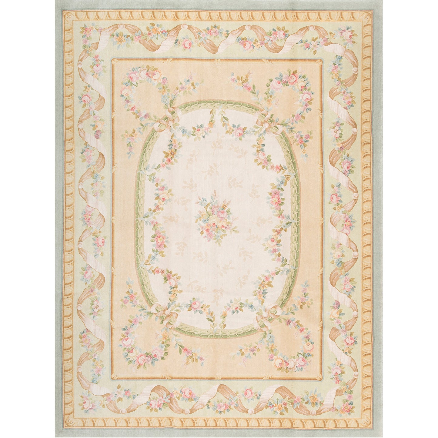 RENAISSANCE SAVONNERIE S-72- GREEN / LIGHT GREEN 8'11" X 12'