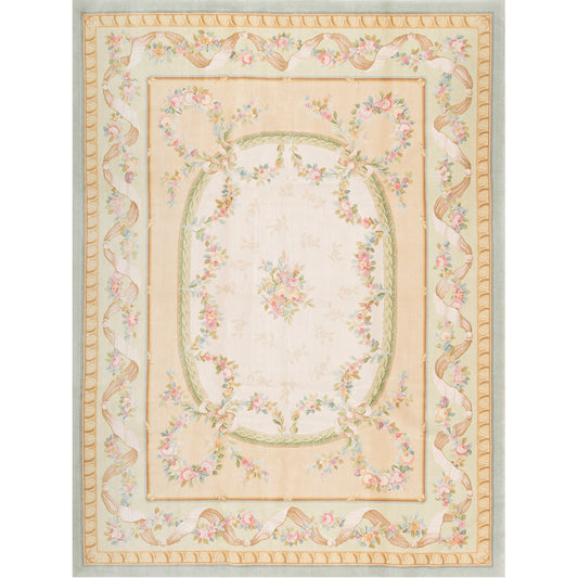 RENAISSANCE SAVONNERIE S-72- GREEN / LIGHT GREEN 8'11" X 12'
