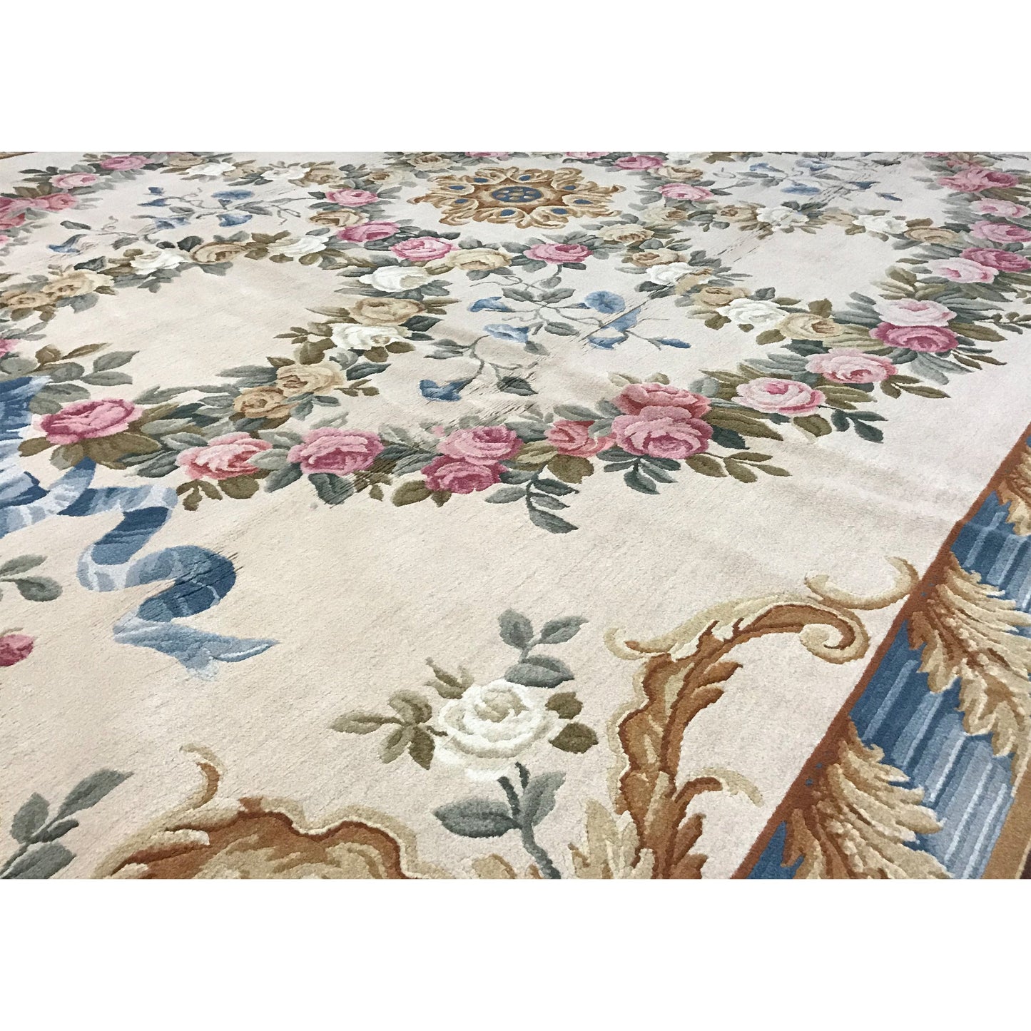 RENAISSANCE SAVONNERIE S-43- IVORY / LIGHT-BLUE 10'1" X 14'1"