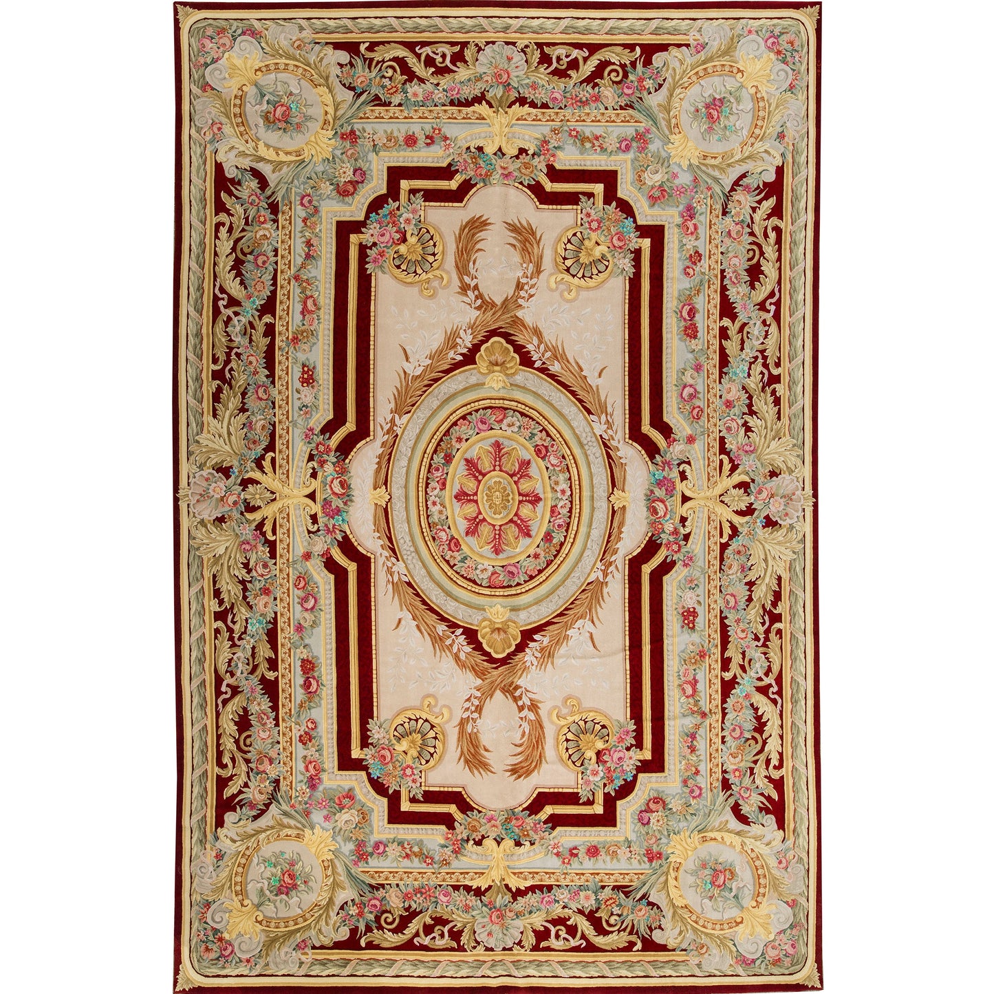 RENAISSANCE SAVONNERIE S-186 IVORY / RED 12' X 18'2"