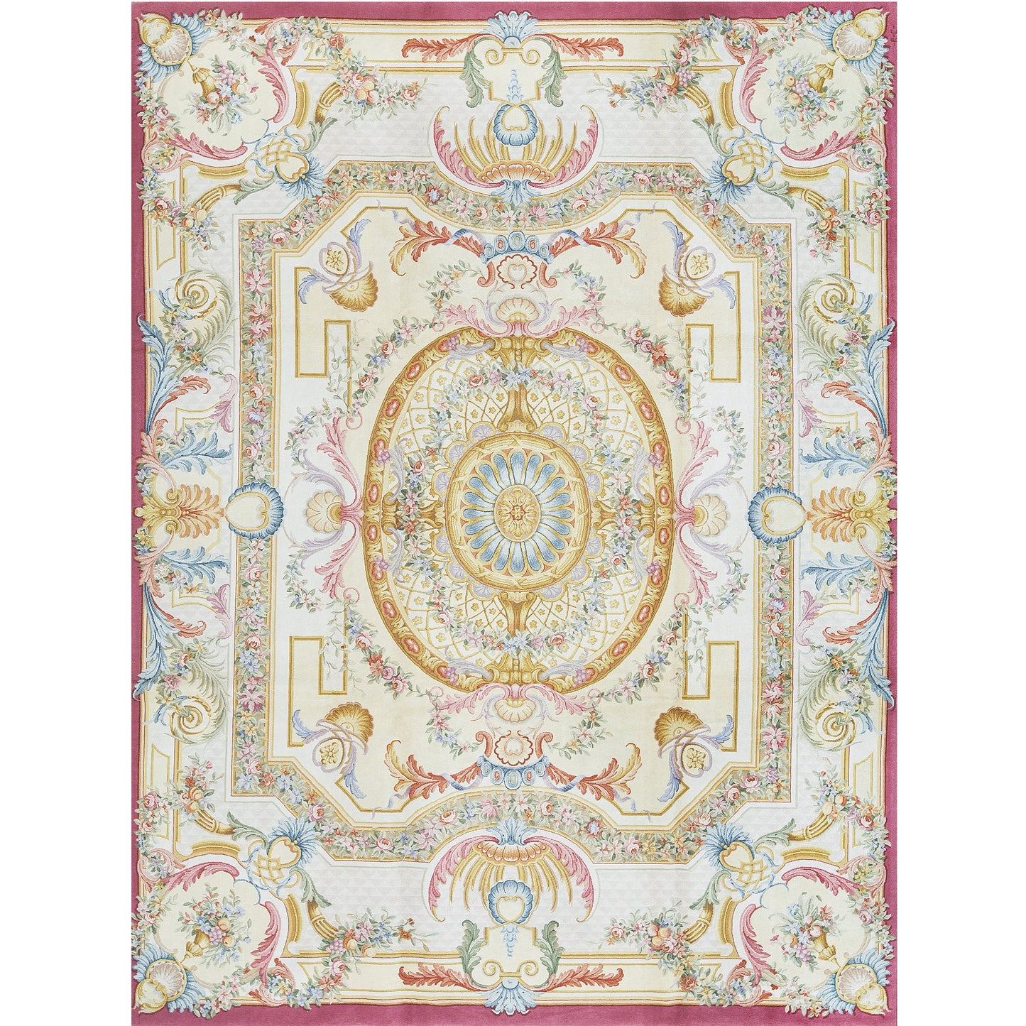 RENAISSANCE SAVONNERIE S-114 IVORY / ROSE 9' X 12'