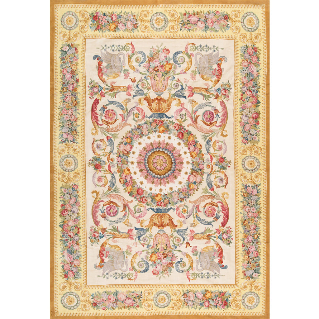RENAISSANCE SAVONNERIE S-73- IVORY / GOLD 11' X 16'