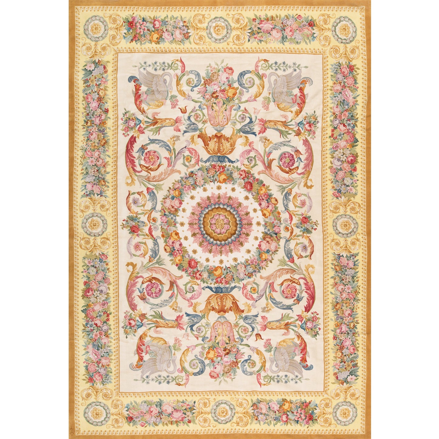 RENAISSANCE SAVONNERIE S-73- IVORY / GOLD 11' X 16'