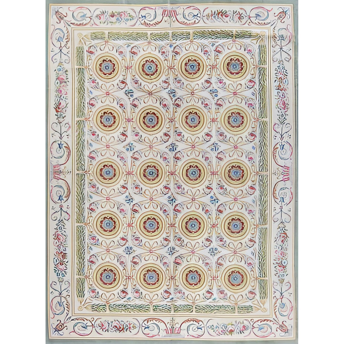 RENAISSANCE SAVONNERIE S-187 IVORY / GREEN 11' X 15'2"