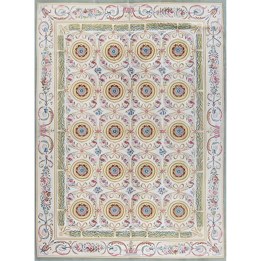 RENAISSANCE SAVONNERIE S-187 IVORY / GREEN 11' X 15'2"