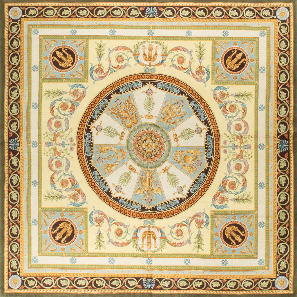 RENAISSANCE SAVONNERIE S-82- GREEN 12'8" X 12'8"