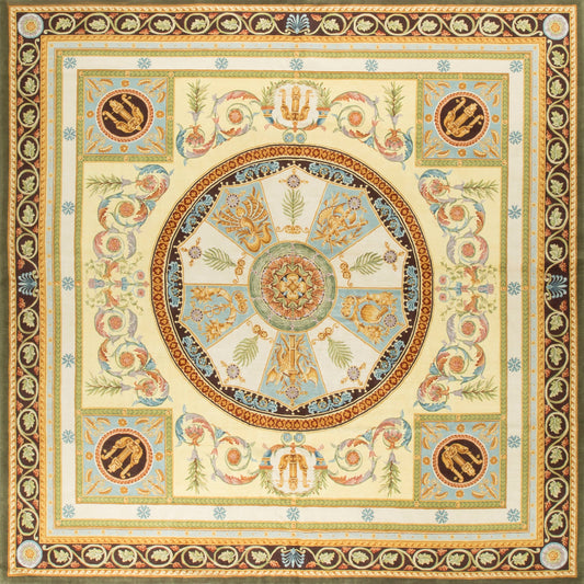 RENAISSANCE SAVONNERIE S-82- GREEN 12'8" X 12'8"