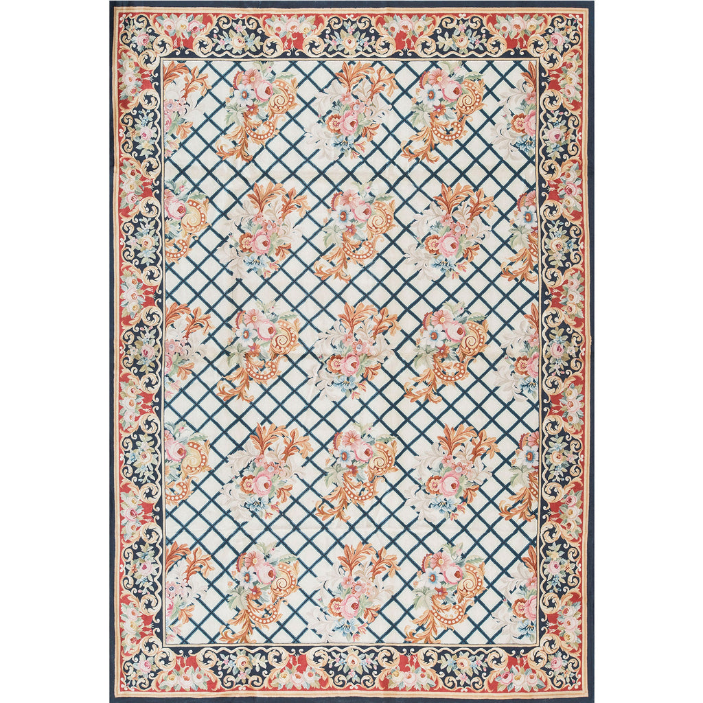 RENAISSANCE SAVONNERIE S-142 IVORY / NAVY 11' X 16'