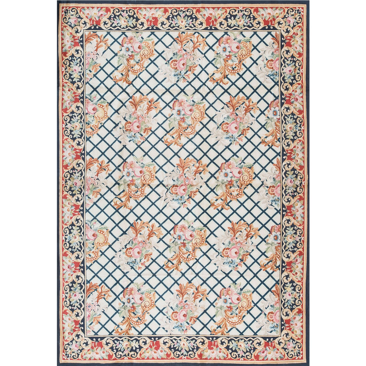 RENAISSANCE SAVONNERIE S-142 IVORY / NAVY 11' X 16'