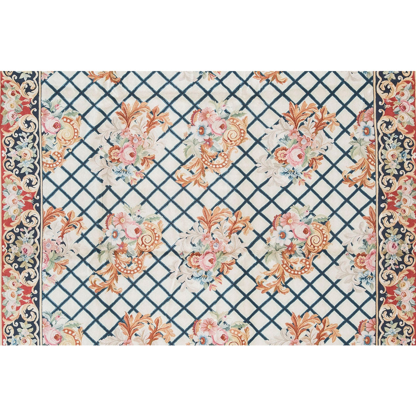 RENAISSANCE SAVONNERIE S-142 IVORY / NAVY 11' X 16'