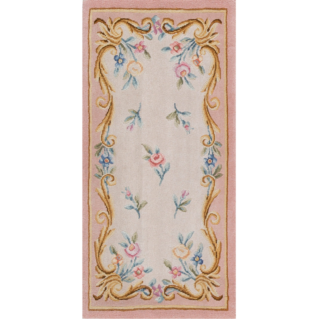 RENAISSANCE SAVONNERIE S95-- IVORY / PINK 2'4" X 4'9"