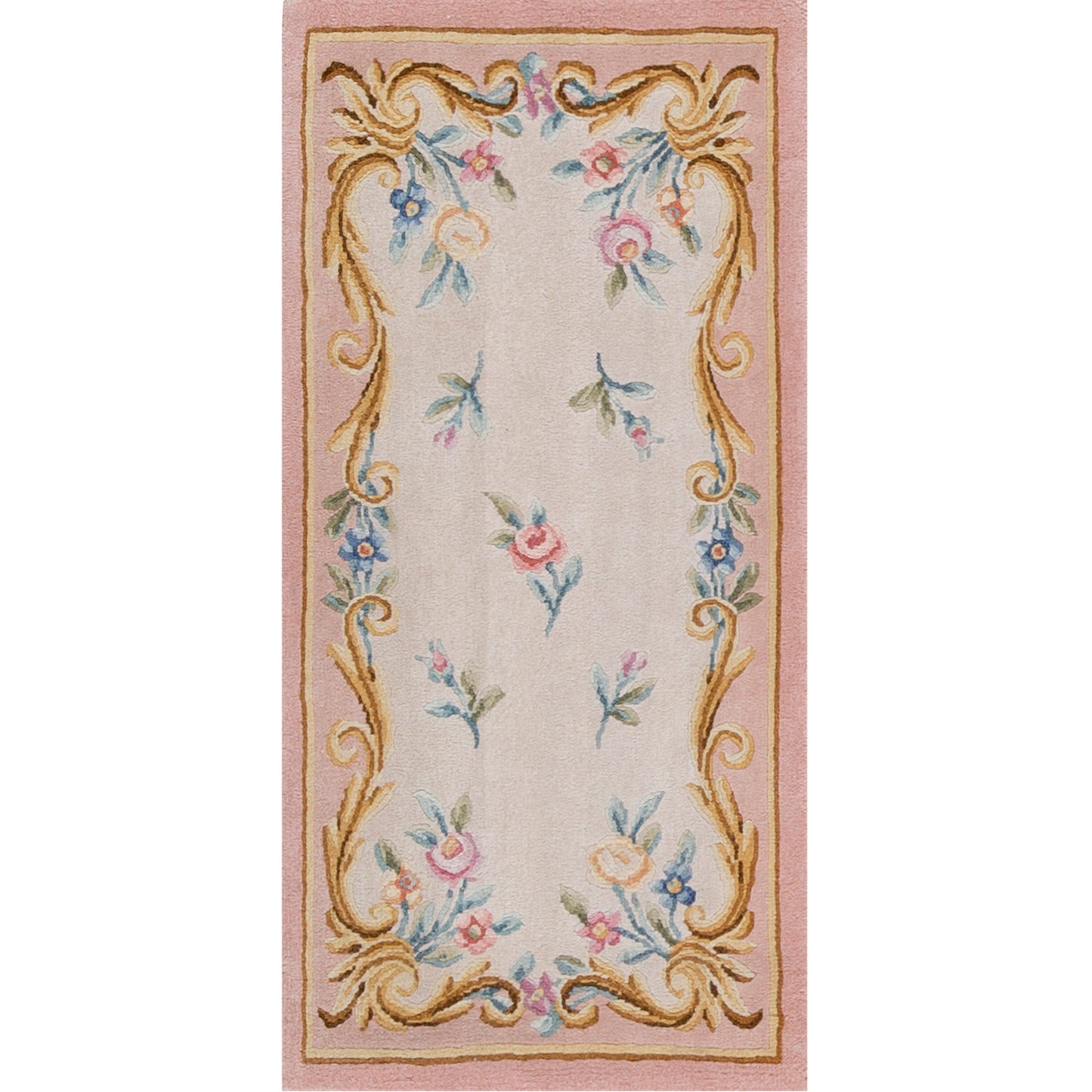 RENAISSANCE SAVONNERIE S95-- IVORY / PINK 2'4" X 4'9"