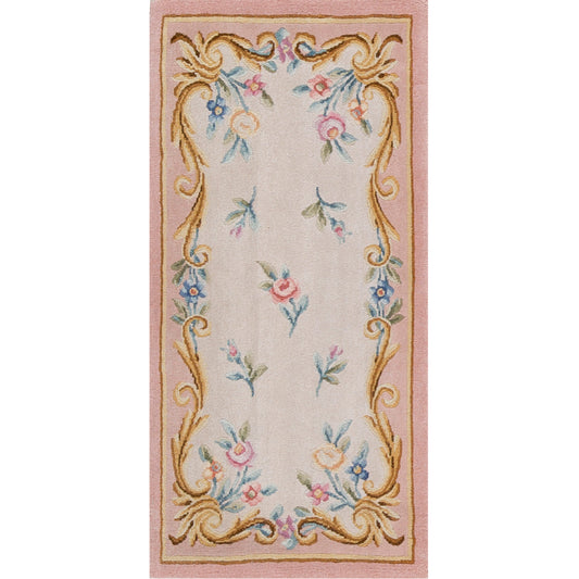 RENAISSANCE SAVONNERIE S95-- IVORY / PINK 2'4" X 4'9"