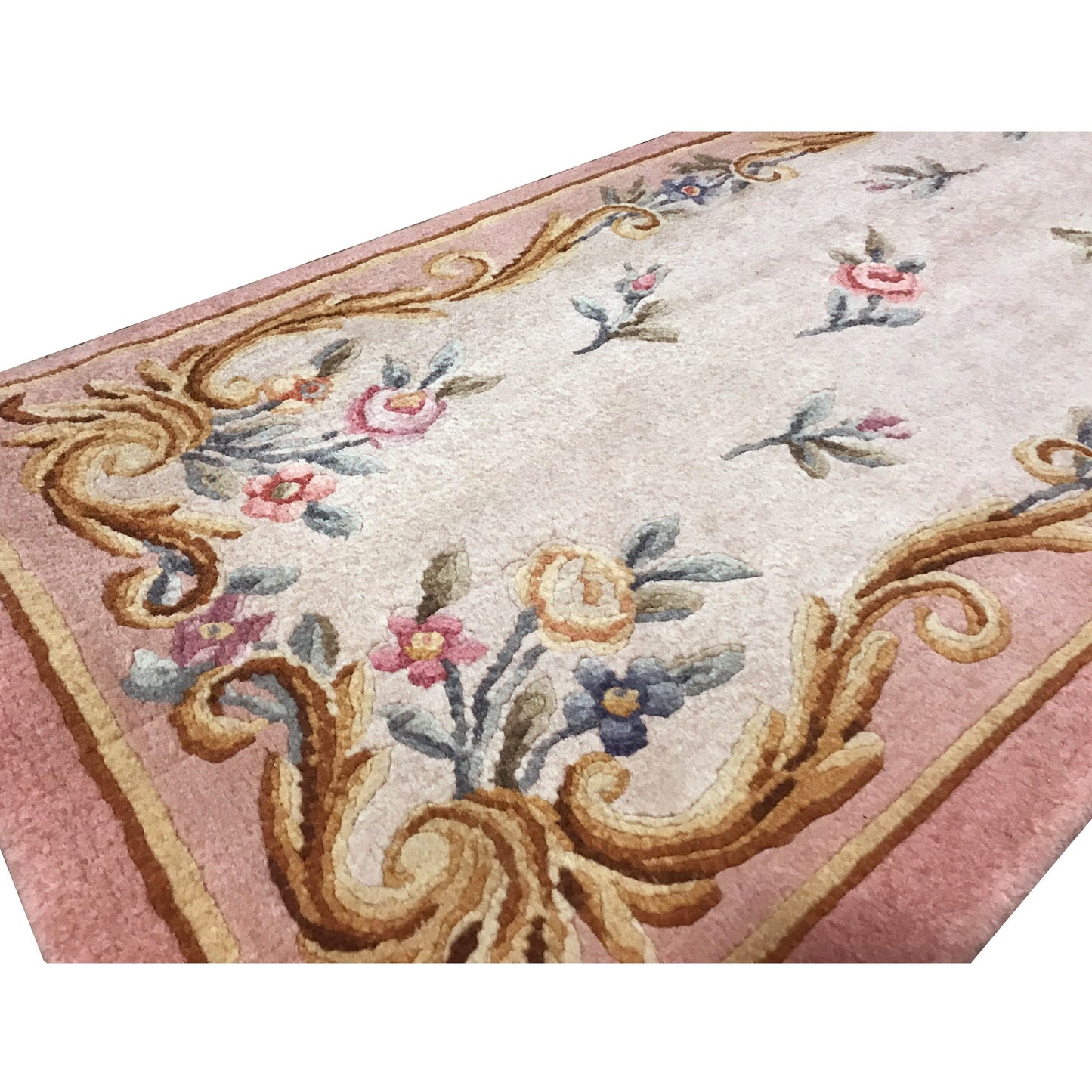 RENAISSANCE SAVONNERIE S95-- IVORY / PINK 2'4" X 4'9"