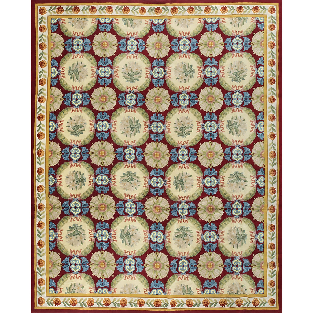 RENAISSANCE SAVONNERIE SS60- RED / IVORY 12'3" X 15'