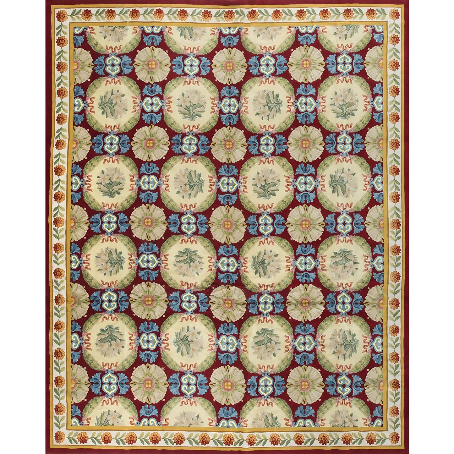 RENAISSANCE SAVONNERIE SS60- RED / IVORY 12'3" X 15'
