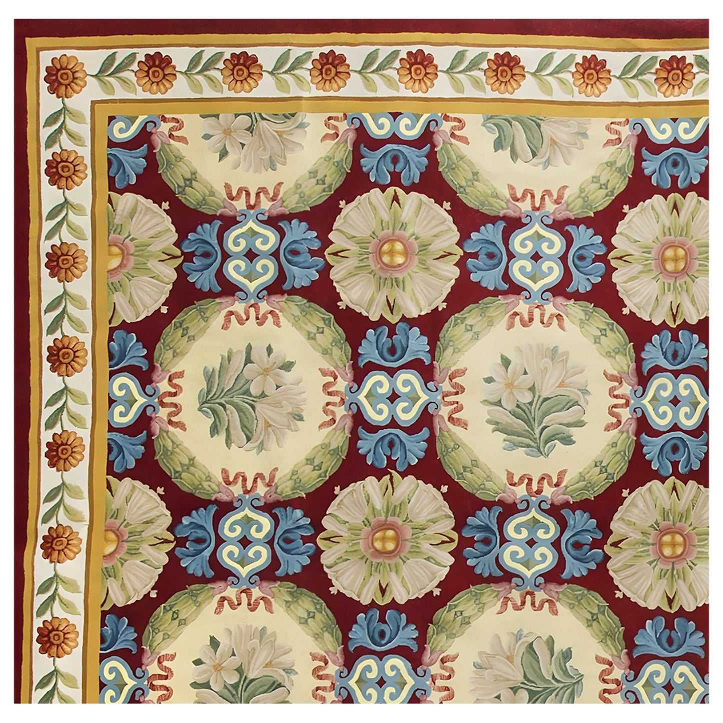 RENAISSANCE SAVONNERIE SS60- RED / IVORY 12'3" X 15'