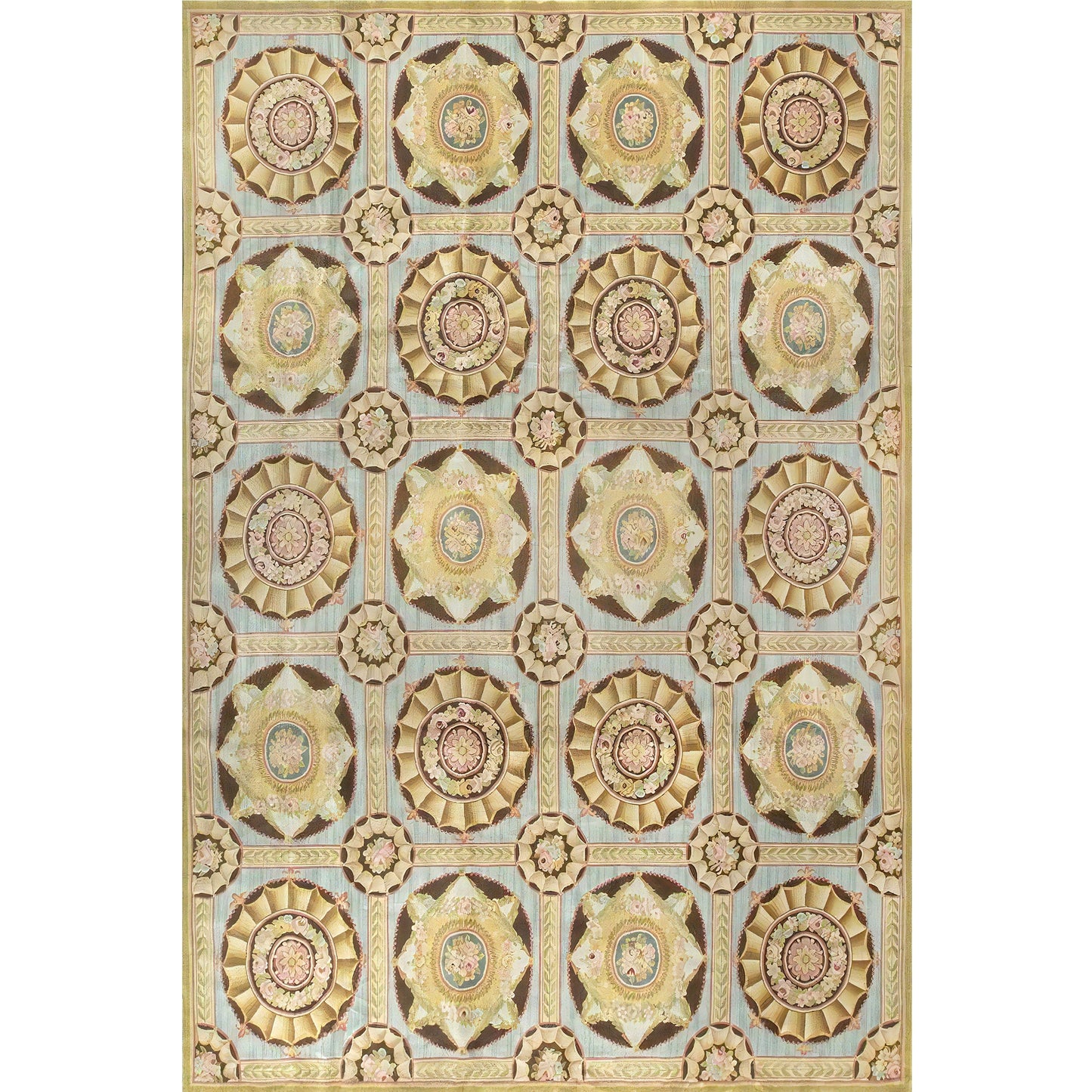 RENAISSANCE SAVONNERIE S-02- YELLOW / BLUE 12'4" X 17'3"
